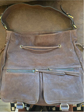 Women's Sorial Brown Leather Shoulder Bag One Size